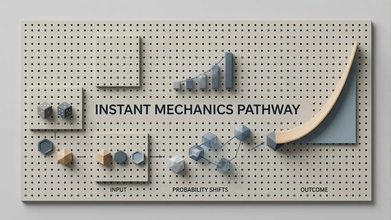 Abstract casino game board with geometric tokens and probability paths